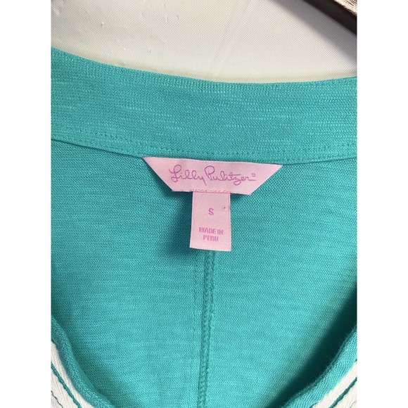 Lilly Pulitzer Womens V-neck Tidewater Tunic Dress Embroidered Blue Green Small - Picture 3 of 4
